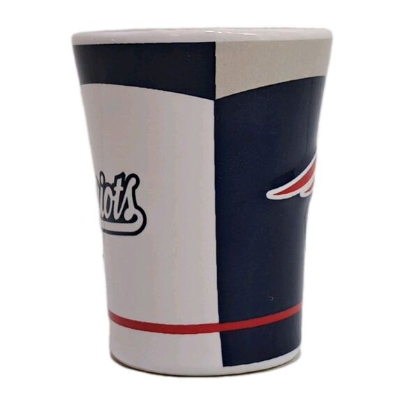 New England Patriots Shot Glass Mini Mug Sculpted Ceramic 2oz NFL 2.5" Football - Picture 2 of 5